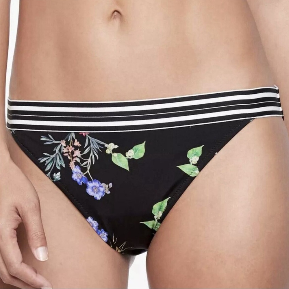 Floral Black Swim Bottom
